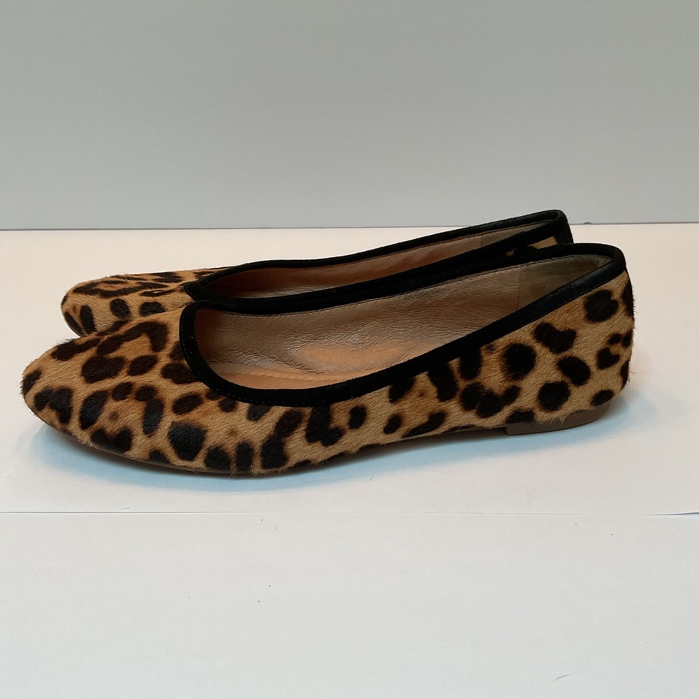 Madewell The Reid Ballet Flat in Leopard Calf Hair Black Brown Tan Cheetah 7.5 - Picture 2 of 14